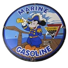 Vintage Marine Gasoline Sign - Mickey Mouse Porcelain Seaside Gas Oil Pump Sign
