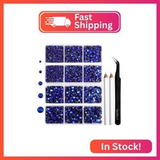 6736pcs Hotfix Rhinestones Flatback,Royal Blue Rhinestones for Crafts Clothes Mi