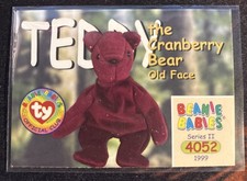 1999 Ty Beanie Babies II #4052 Teddy the Cranberry Bear - Old Face