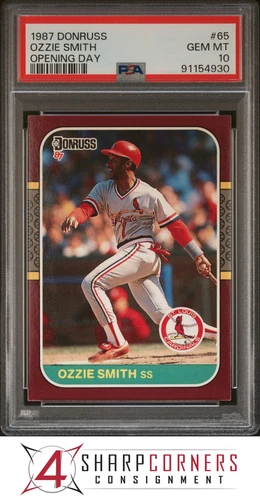 1987 DONRUSS OPENING DAY #65 OZZIE SMITH CARDINALS HOF PSA 10