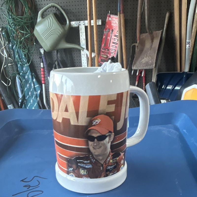 Dale Jr NASCAR Auto Racing Mug Coffee Cup White Red Racing Souvenir