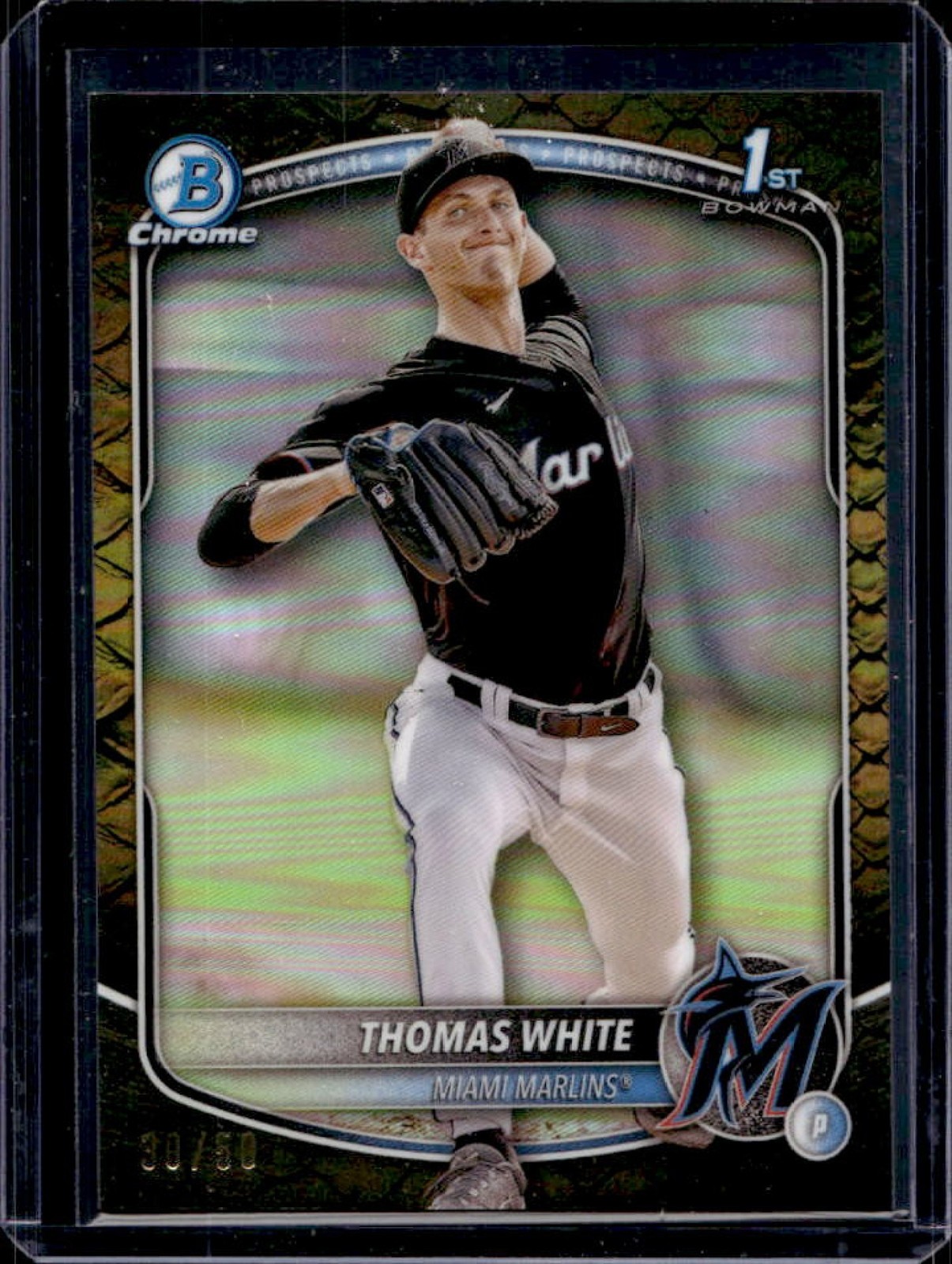 2025 Bowman Thomas White Chrome Reptilian Gold Refractor 1st Prospect #30/50
