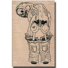 Rubber Stamp, Scary Halloween Skeleton, Scary Skull Moon Lips Look Back Man sm