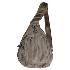 Sasha + Sophi nylon crossbody sling backpack bag greenish taupe