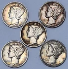 Mercury 90% Silver Dimes - Lot Of 5 - Mixed Dates / Mints - See Photos - M-5m