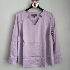 NUOVA camicetta tecnica Elizabeth & Clarke Stain taglie forti 20 manica lunga a linguetta lilla