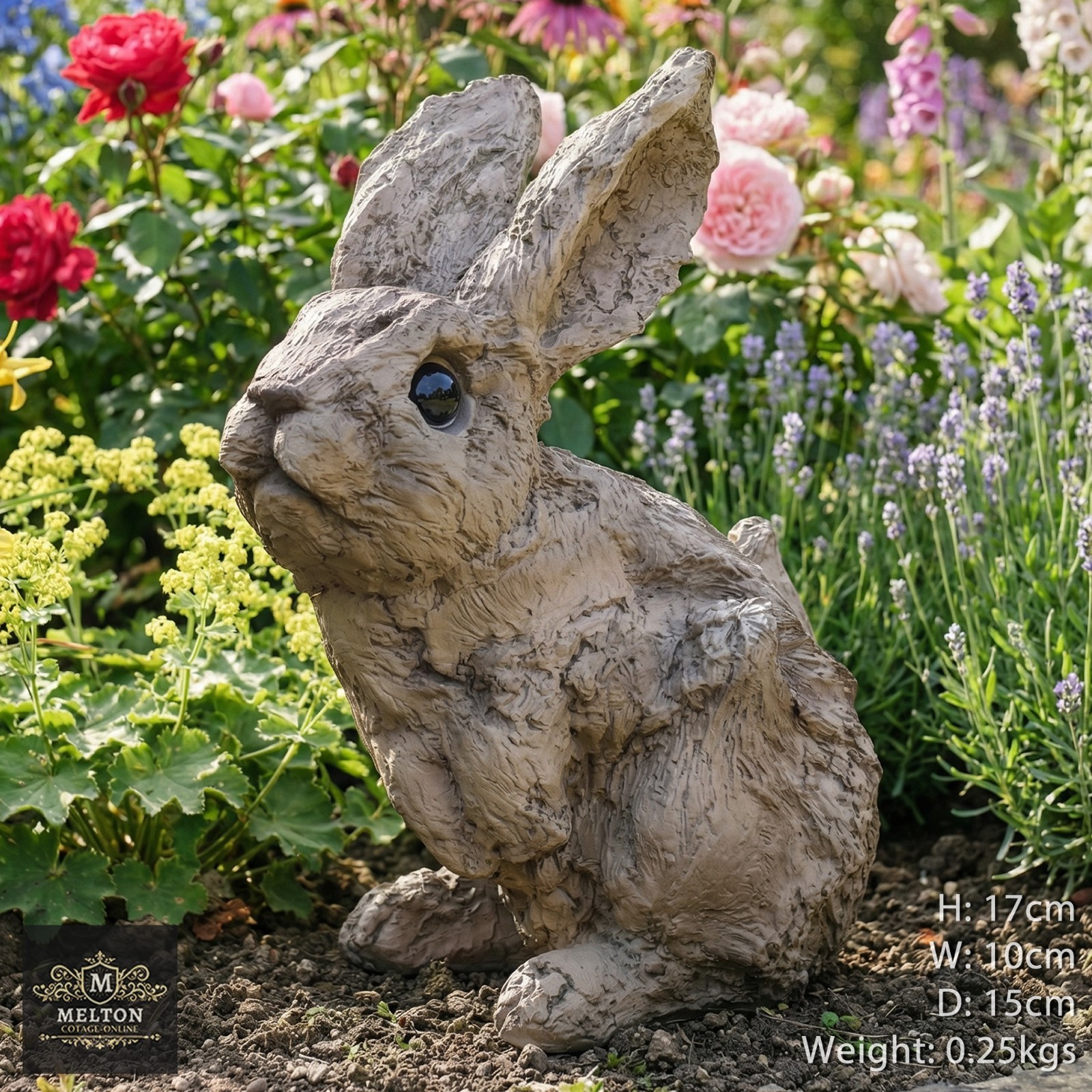 Wood Effect Bunny Rabbit Hare Home Garden Statue Ornament Animal Sculpture 17cm