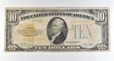 1928 $10 Gold Certificate Yellow Seal a8244
