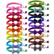18Pcs Puppy Collars, Cat ID Collars with Bell Unbreakaway Polka Dot Bow