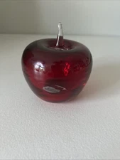 Blenko Hand Blown Art Glass Red Apple Paperweight  excellent condition