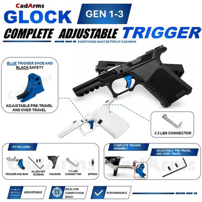 #ad #ad Glock Complete Adjustable Blue amp; Black Trigger 3.5 Connector G17 19 26 34 $49.00
