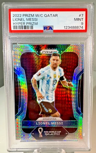 Lionel Messi 2022 Prizm FIFA World Cup Qatar #7 \*Hyper Prizm\* Argentina PSA 9