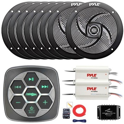 Metra Marine with 3-Zone Controller, 8x 4'' Speakers, 2x Amplifier, Splitter, Kit