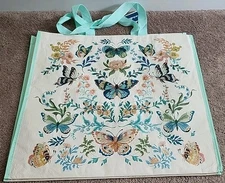 Marshalls- Beautiful Flowers & Butterflies -Large Reusable Shopping Tote Eco Bag