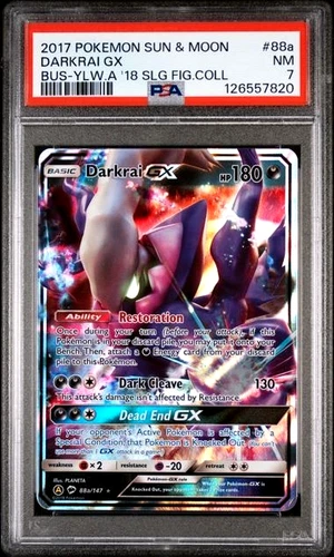 PSA 7 NM 2017 POKEMON SUN & MOON BURNING SHADOWS 88a DARKRAI GX YELLOW A Shining