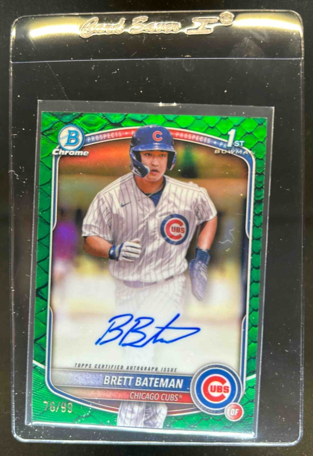 2025 Bowman Chrome Brett Bateman Auto Reptilian Green Refractor 1st #76/99