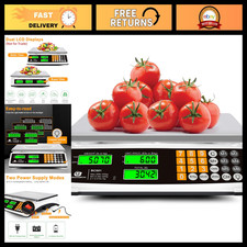 Commercial Price Computing Scale 88lb/40kg for Food Weighing - LCD Display, Back