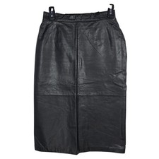 Diversity Vintage Black Genuine Leather Pencil Skirt High Waist Midi Woman 6