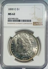 1890 O Morgan Silver Dollar NGC MS62 Tougher Date Morgan Nice Reverse Toning