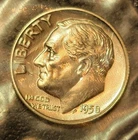 1958 Roosevelt 90% Silver Proof Dimes From Proof Sets. Free Ship