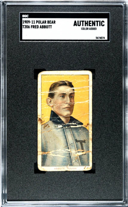 1909 T206 FRED ABBOTT NNO POOR POLAR BEAR SGC A BASEBALL TOLEDO MUD HENS