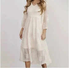 Baltic Born Women's Midi Dress Vintage Cream Size Small