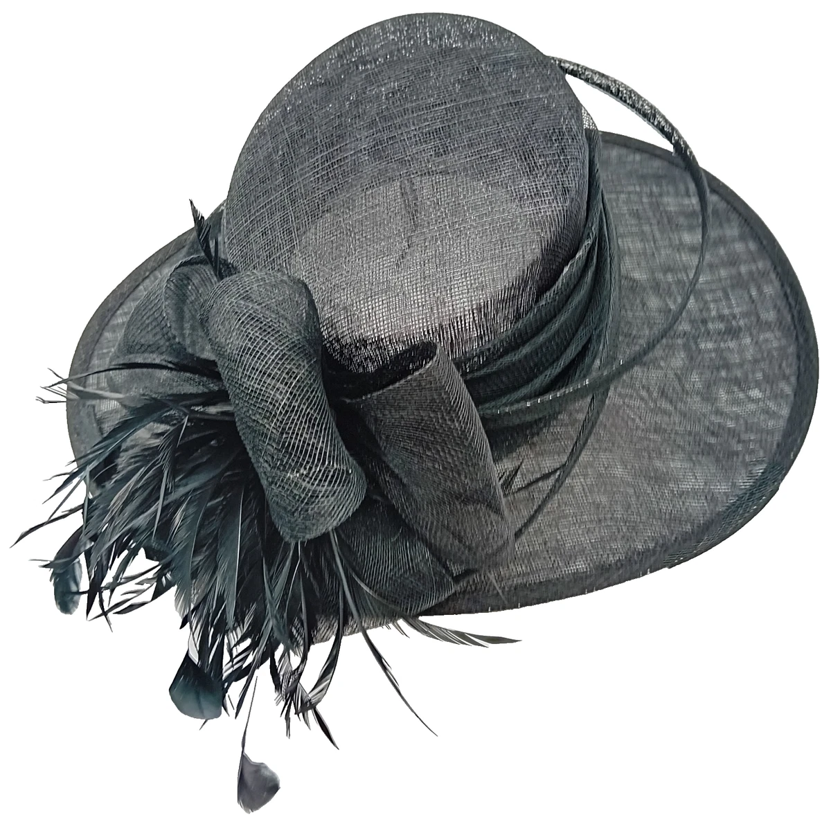 Vtg Peter Bettley Black Fascinator Hat Celebrate Wedding, Garden Party Black Tie Black Velvet Flat Wide Brim Fascinator Hat Wedding Church  main image 4