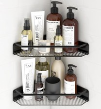 Corner Shower Caddy, 2 Pack Adhesive Bathroom Shelves  Acrylic Shower Shelf Ra...