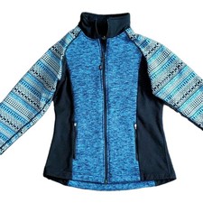 Kerrits Women's Geometric Pattern Lightweight Full Zip Activewear Jacket Blue L