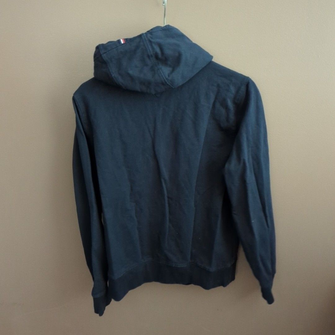 Tommy Hilfiger Hoodie Mens Medium Navy Pullover Jersey 1985 Flag Logo Sweatshirt image 5