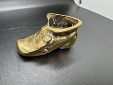Antique Vintage Old Brass Boot with Mouse Match Holder Ashtray Collectible