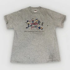 Vintage Y2K Meme T-Shirt Grey Large Donuts Police Humor 20x27