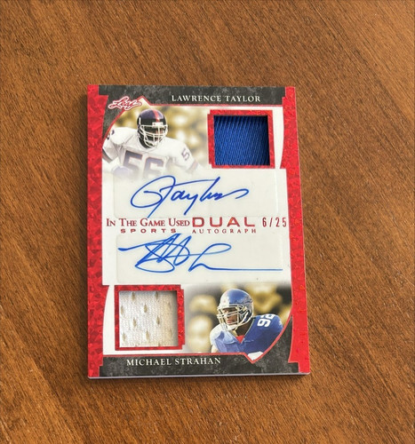 Lawrence Taylor Michael Strahan 2022 Leaf Dual Game Jersey Auto Giants /25 HOF