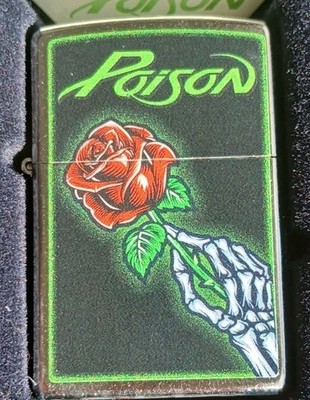 Poison Zippo Every Rose Has Its Thorn Rock Band Logo Design Lighter NEW Bret Mic