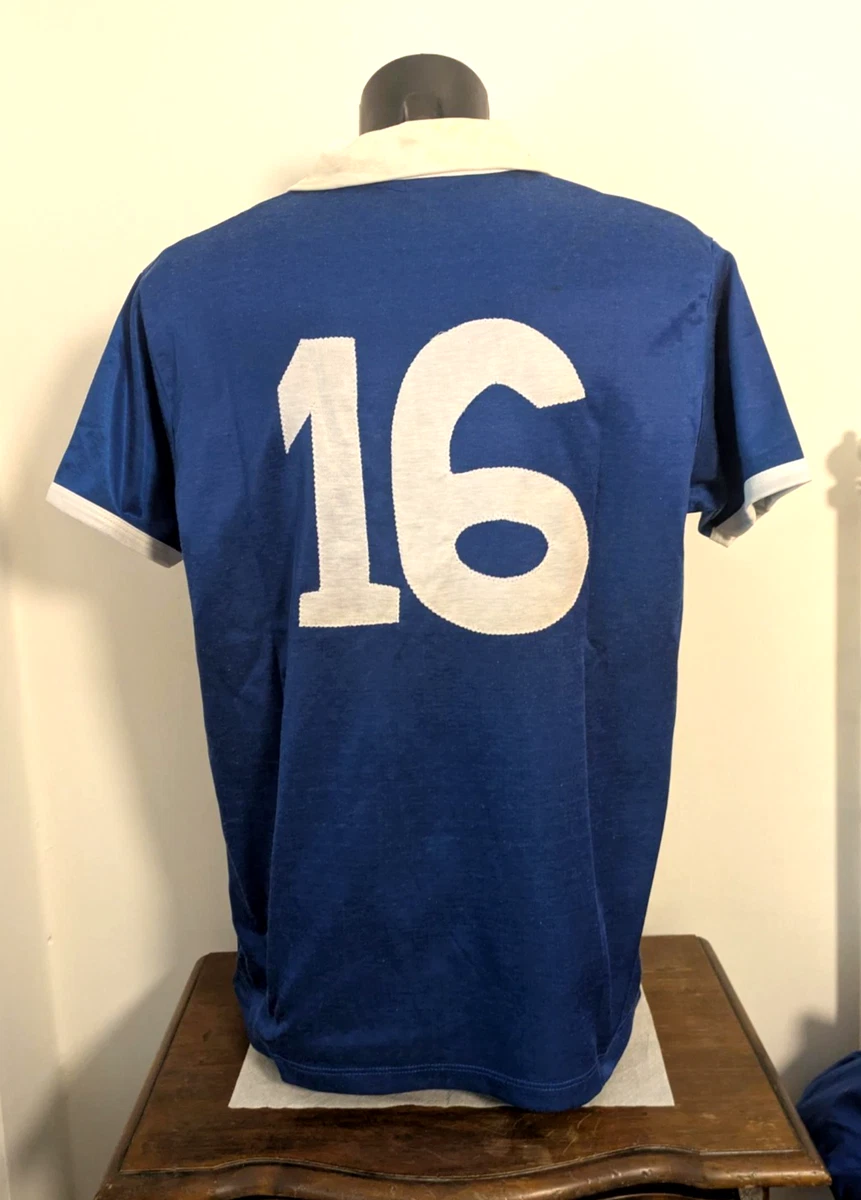 Maillot De Foot Vintage Laine Années 80 – Rouge Et Bleu, Taille Unique