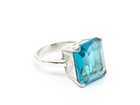 Sterling Silver & Simulated Blue Topaz Costume Cocktail Ring Size 7.75 - As-Is — photo 2