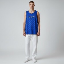 Nike Men's USA Team Club Tank Top, Blue All Over Print FN0879-417, XL