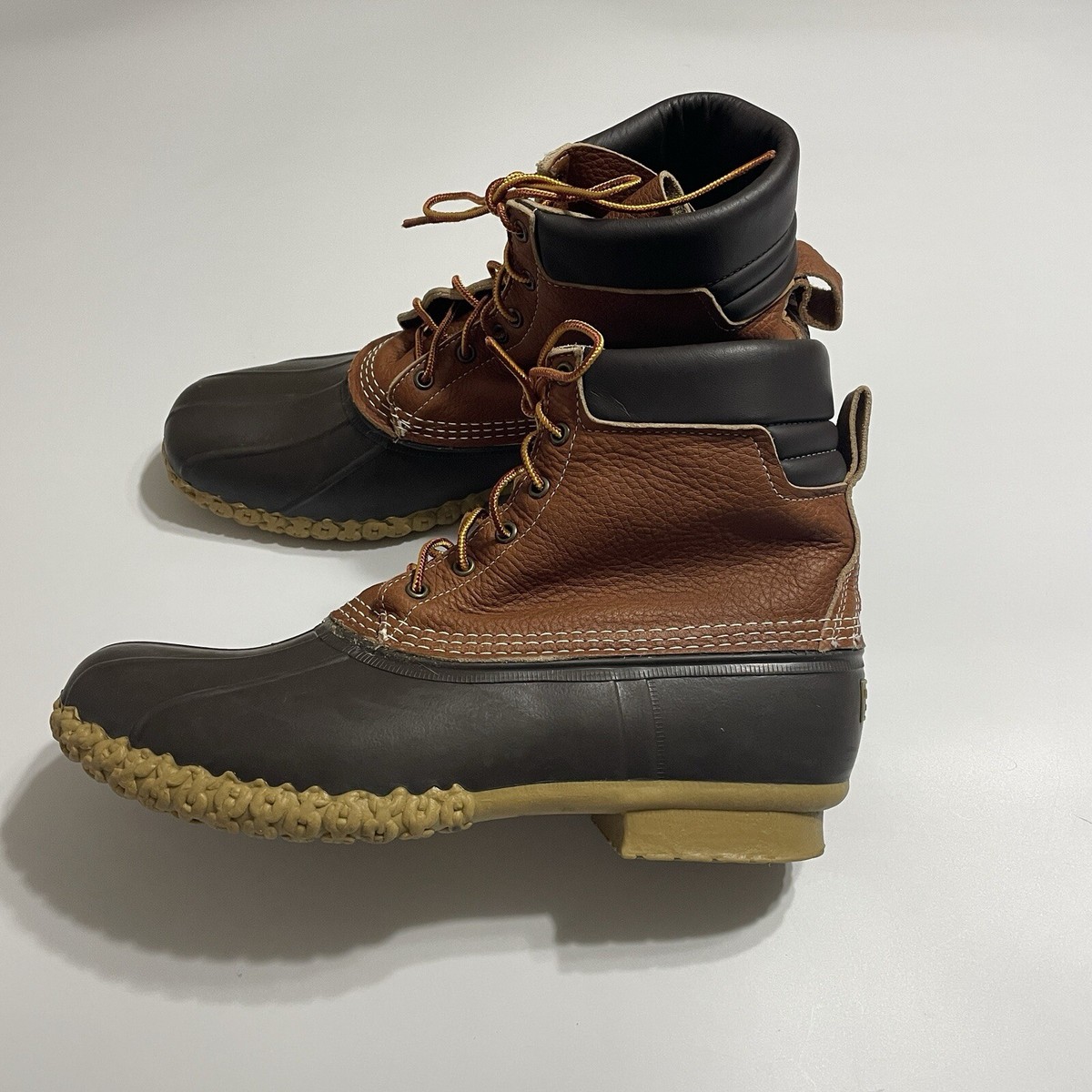 L L Bean 8” Tumbled Leather Men’s Size M Waterproof Duck Bean Boots 501966