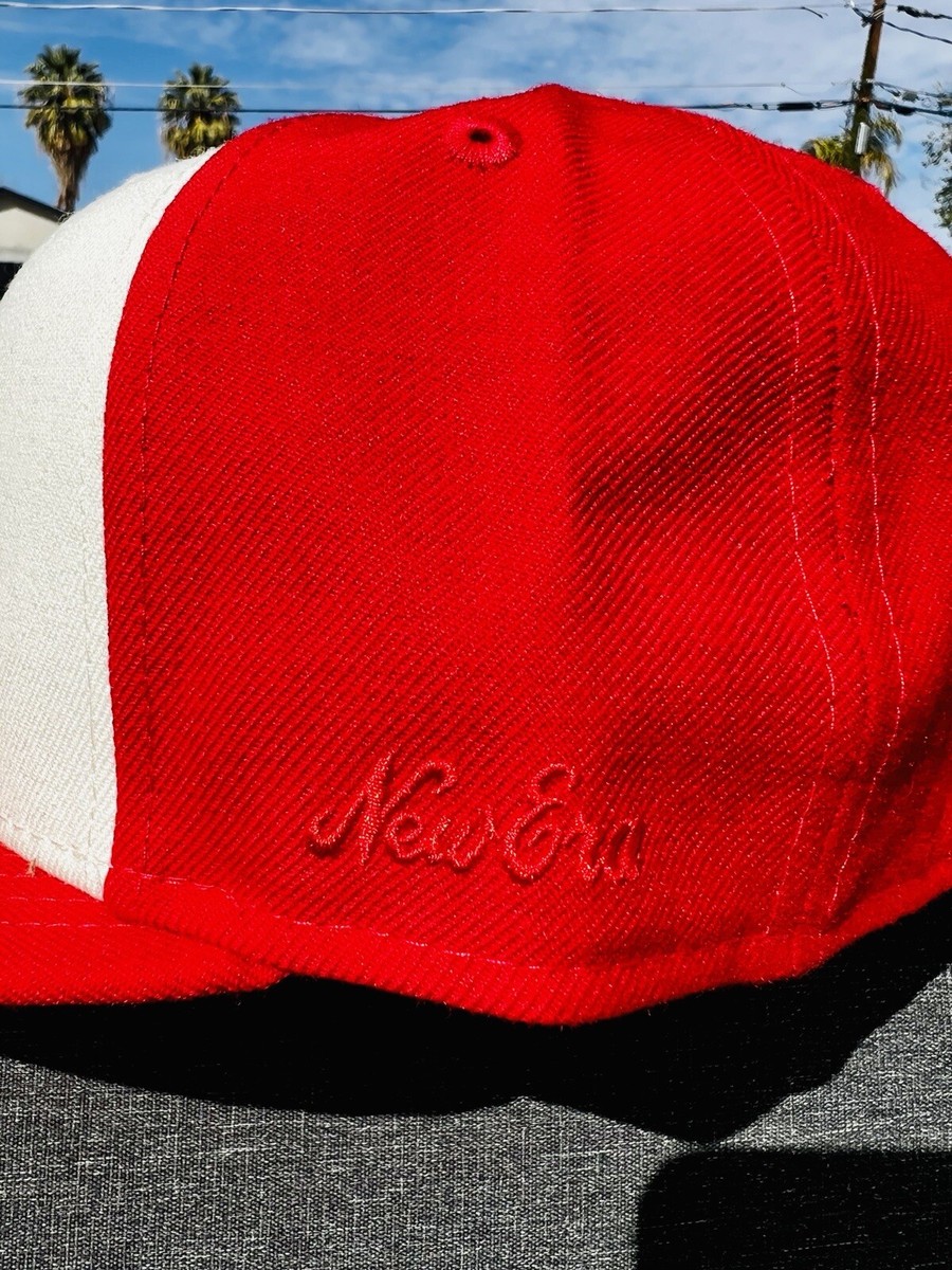 NEW ERA X FEAR OF GOD ESSENTIALS 59FIFTY CREAM & RED WOOL FITTED