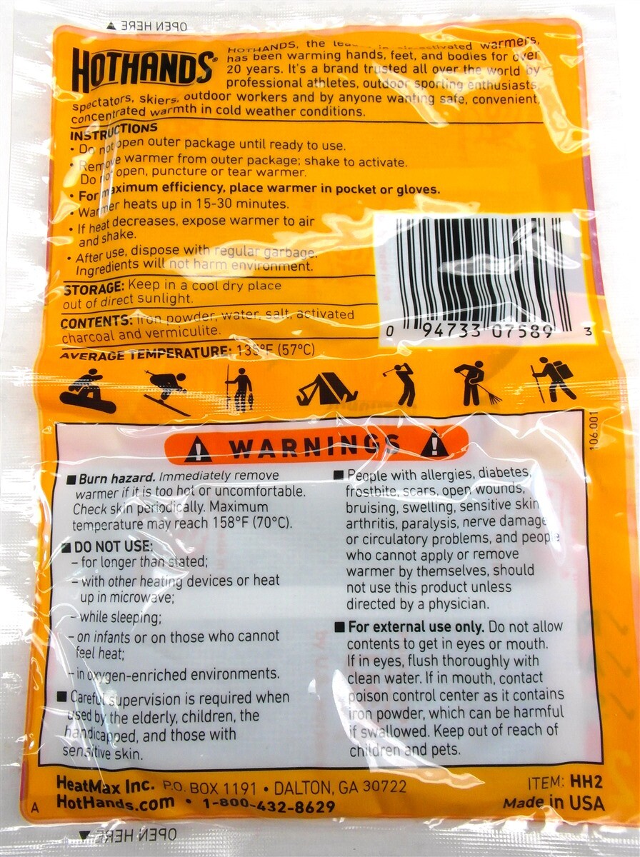 50 Pairs Hothands Hand Warmers Safe Natural Odorless Air Activated Heat