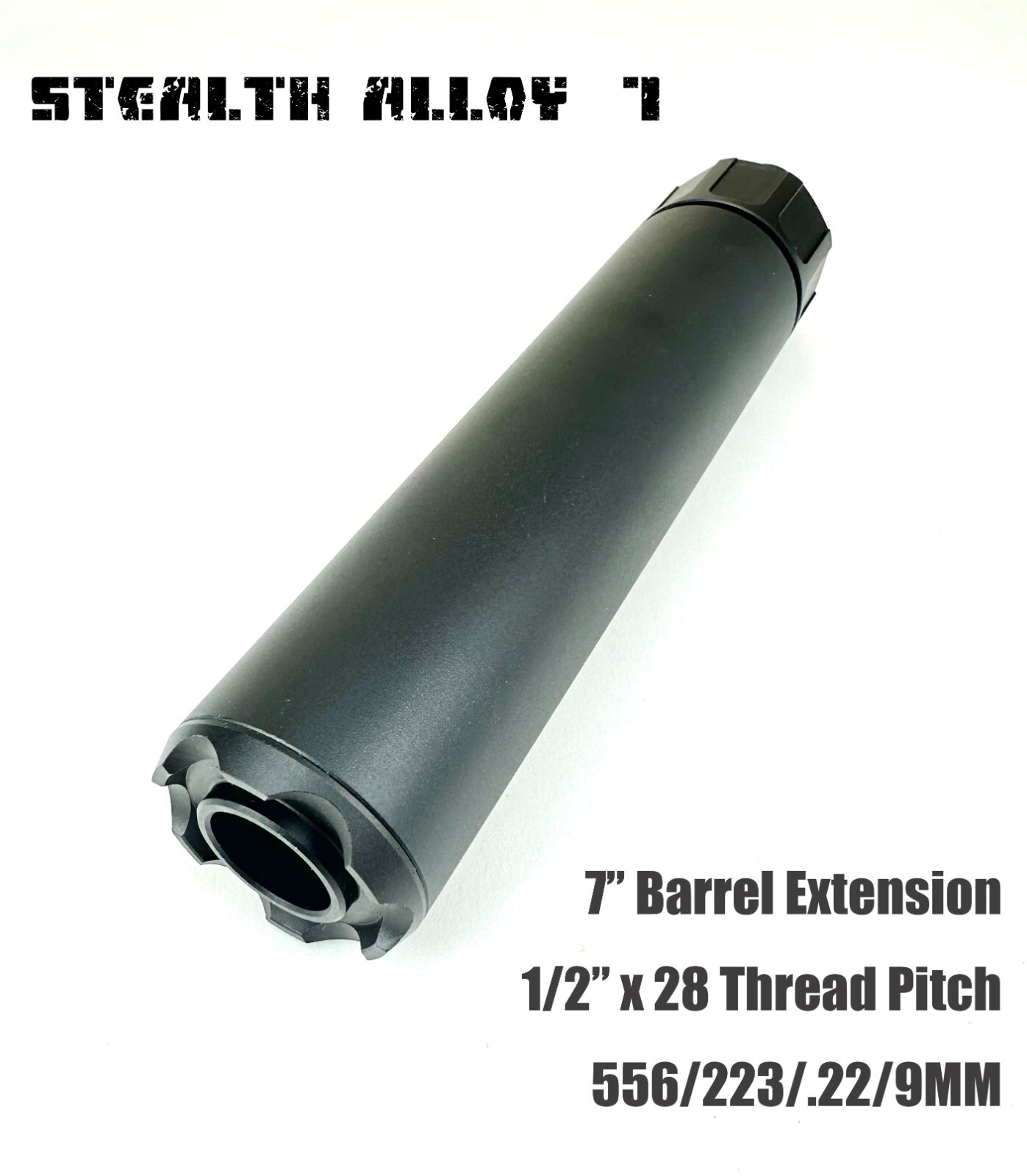 STEALTH ALLOY 7" 1/2"x28 Muzzle Brake Extension Tube for AEG GBB In Black