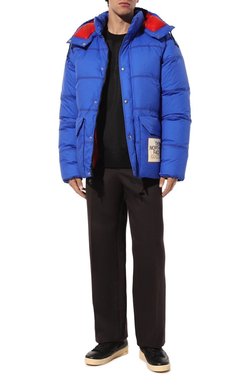 Autentico cappotto tampone da uomo The North Face X Gucci blu Ripstop nuovo