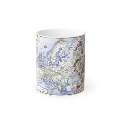 Europe - History The Major Turning Points (1983) (Map) Color Changing Mug 11oz