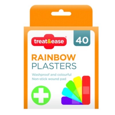 40er Pack Regenbogen Pflaster Waschfest Bunt Antihaft Wundauflage Verband Heilung