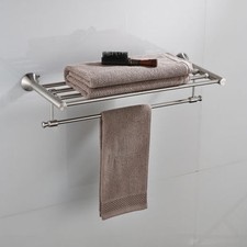 Bathroom Dual Layer Multi Row Towel Rail Rack Storage Holder Nickel Brushed Hold
