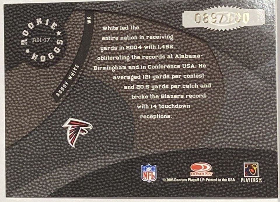 2005 Throwback Threads RODDY WHITE Rookie Hoggs Gold Holofoil /100 Card ...