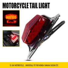 Universal Motorcycle Rear Tail Light Red LED License Plate Light Brake Stop Lamp