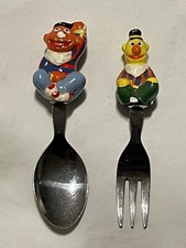 Vintage The Muppets Bert  Ernie Toddler Fork  Spoon Stainless Steel Taiwan 80s