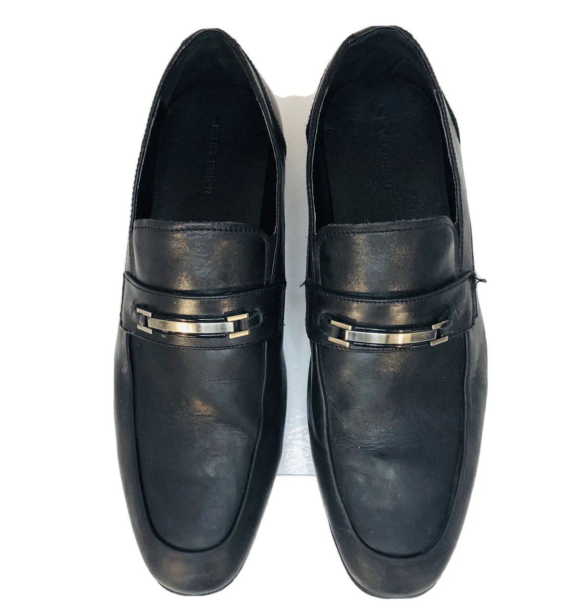14TH UNION Black Leather Loafers Driving Shoes Mens Size 13