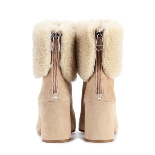 MM6 MAISON MARGIELA Shearling Tabi Ankle Boots Beige sz US